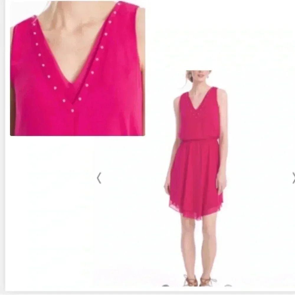 WHBM Pink Chic Whimsical V Neck Sleeveless Dress